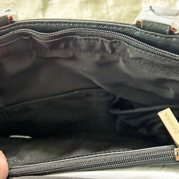 SATCHEL/SHOULDER BAG, DANIER LEATHER, BLACK, POCKETS, FRONT ACCENT LIKE A BIRKIN - Picture 14 of 16
